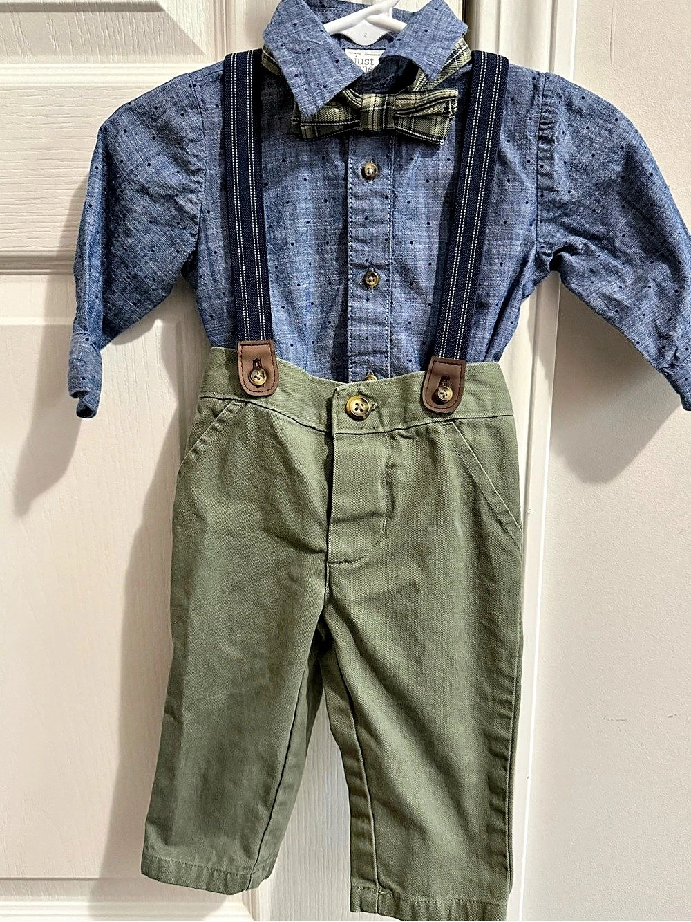 Just One You Made by Carter's Boys Blue & Green Suspender Outfit